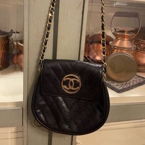 Chanel rare vintage black caviar crossbody